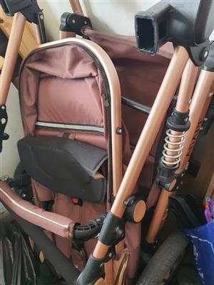 Hardly used Belecoo 3 in 1 Tyrant Luxury Stroller - Khaki