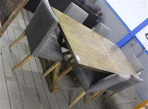 7 PIECE GREY AND BROWN DINING ROOM SUITE S064858B