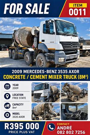 FOR SALE – 2009 MERCEDES-BENZ AXOR 3535 CONCRETE MIXER 0011