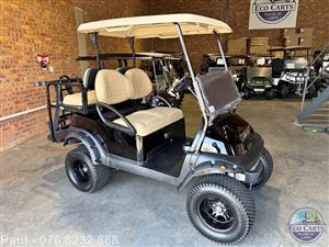 CLUB CAR GOLF CART FOR SALE - RAISED SUSPENSION - FOUR SEATER WITH LITHIUM BATTERY
