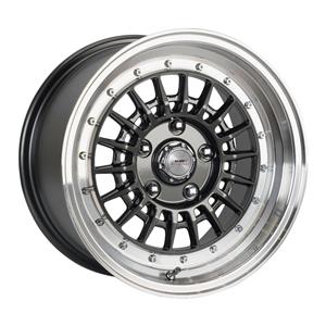15″ A-Line Indy 5/114 Gunmetal Machine Lip Alloy Wheels with Chrome Rivets