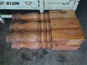 6 x Bulky Solid Pine Heavy Duty Table Legs