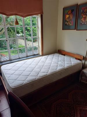 Antique 3/4  wood bed with matress - ( 20 year guarantee- only used twice)  perf