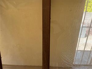 MERANTI WOODEN SLIDING PATIO DOOR COMPLETE WITH GLASS 1800X2100 WITH LOCKS 