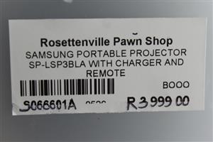 SAMSUNG PORTABLE PROJECTOR WITH REMOTE AND CHARGER S066601A