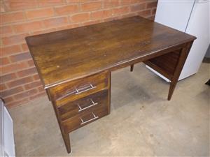 Old renovated office desk with 3 drawers