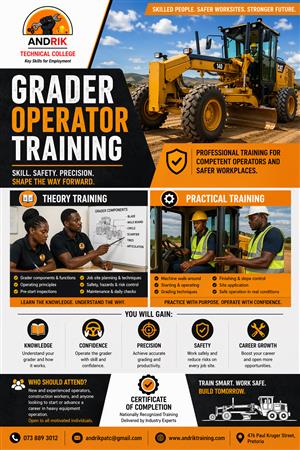 GRADER OPERATOR TRAINING WITH ANDRIK TRAINING IN PRETORIA 