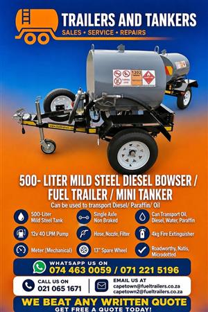 500 liter diesel bowser mild steel / fuel trailer/ mini tanker