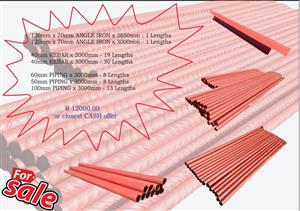 Various REBAR, ANGLE IRON and PIPING steel for sale