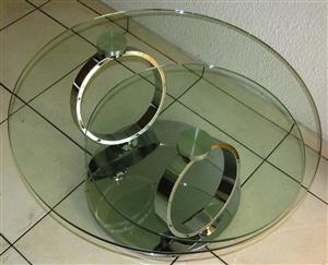 Chrome and Glass Charlotte Swivel Coffee Table