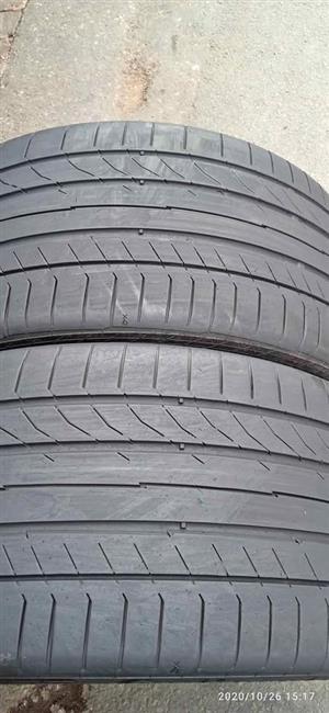 2 X 255/35/19 continental tyres 85% life left on them