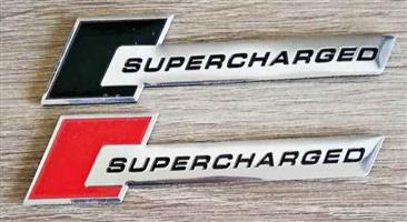 Supercharged badges emblems stickers