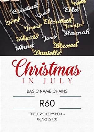 Basic Gold plated or stainless steel name chains available.