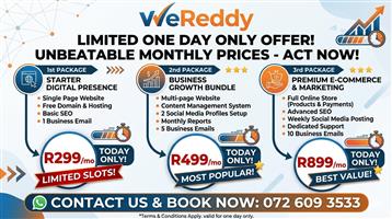 URGENT: WeReddy 1-Day Website & Marketing Sale Prices