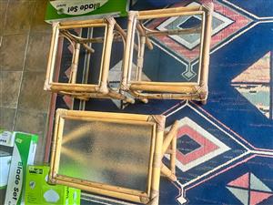Cane & glass side table
