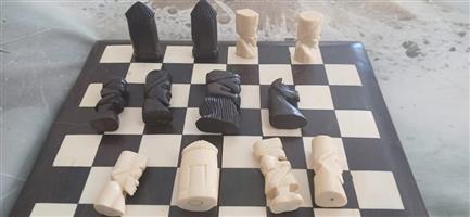 Hand Crafted African motive chess Set