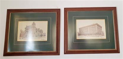 2 x Watercolours prints by Peter Kent  Collection Montana Park