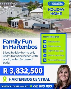 Fully Furnished Home For Sale in Strydomsoord, Hartenbos