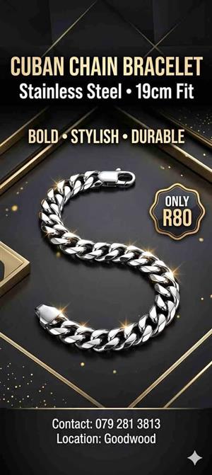 Cuban Chain Bracelet (19cm) – Bold Stainless Steel Style