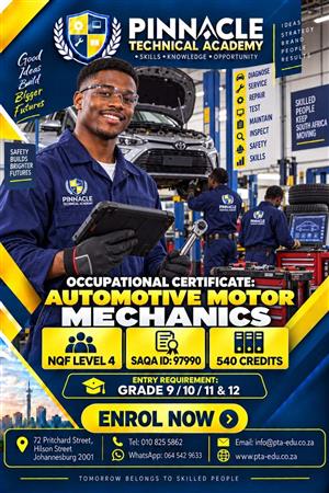  Register for the Motor Mechanics Course at Pinnacle Training Academy