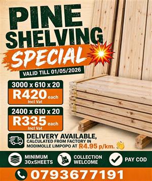 Bloemfontein Pine Shelving SPECIAL