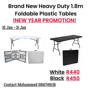 Brand New Heavy Duty 1.8m Foldable Plastic Tables