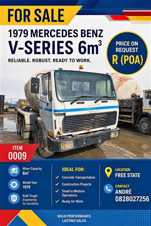 FOR SALE – 1979 MERCEDES-BENZ V-SERIES 6m³ MIXER