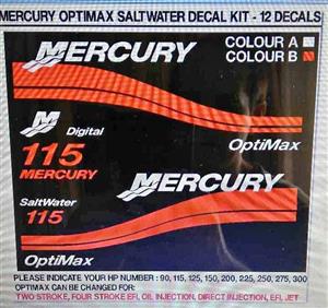 Mercury 115 Outboard motor stickers decals