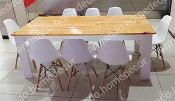 New modern white and wood dining set